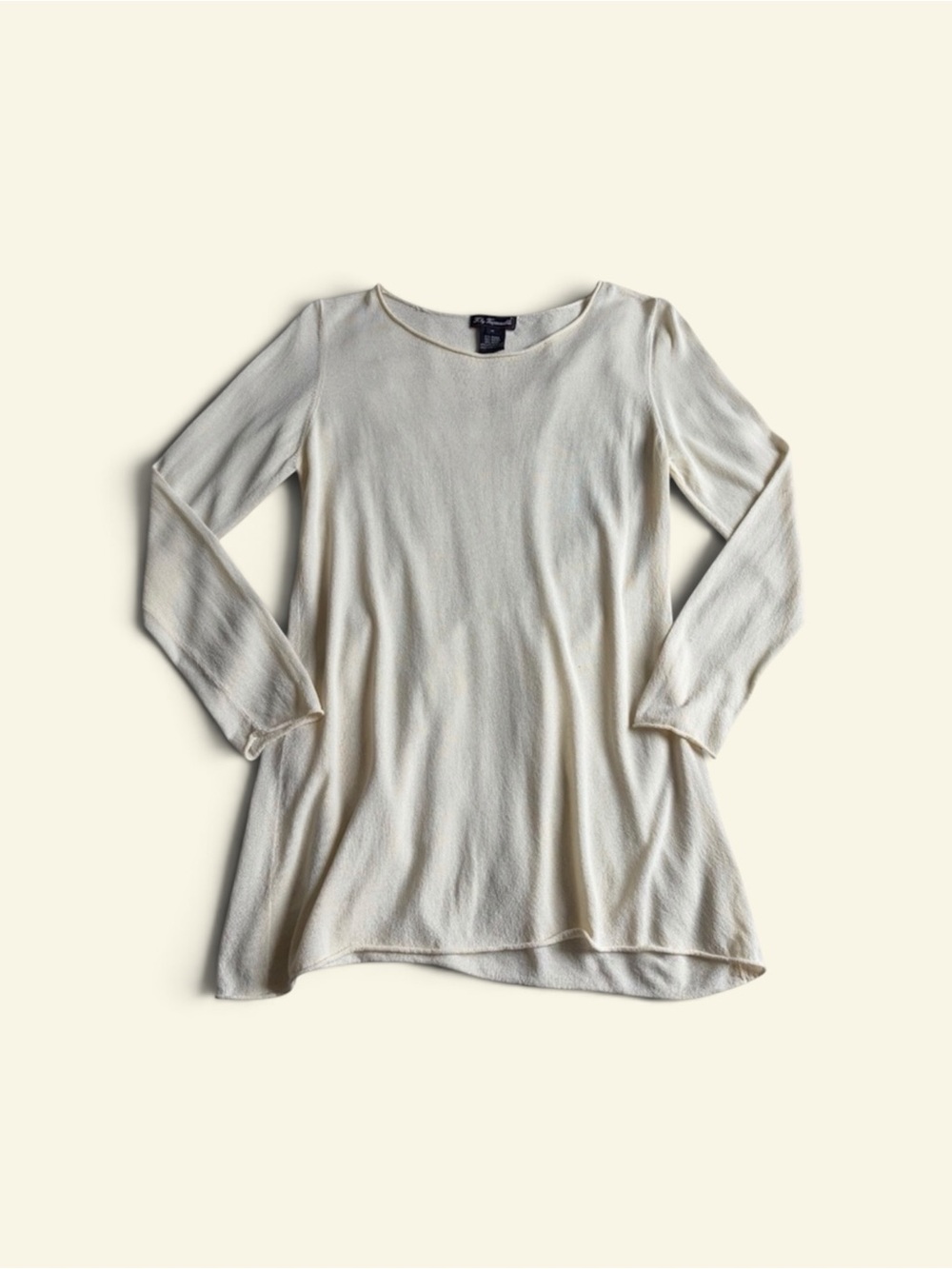 F. by Faconnable Vintage Y2K Slinky Knit Tunic Sweater M Cream Long Sleeve Rayon - Picture 2 of 8